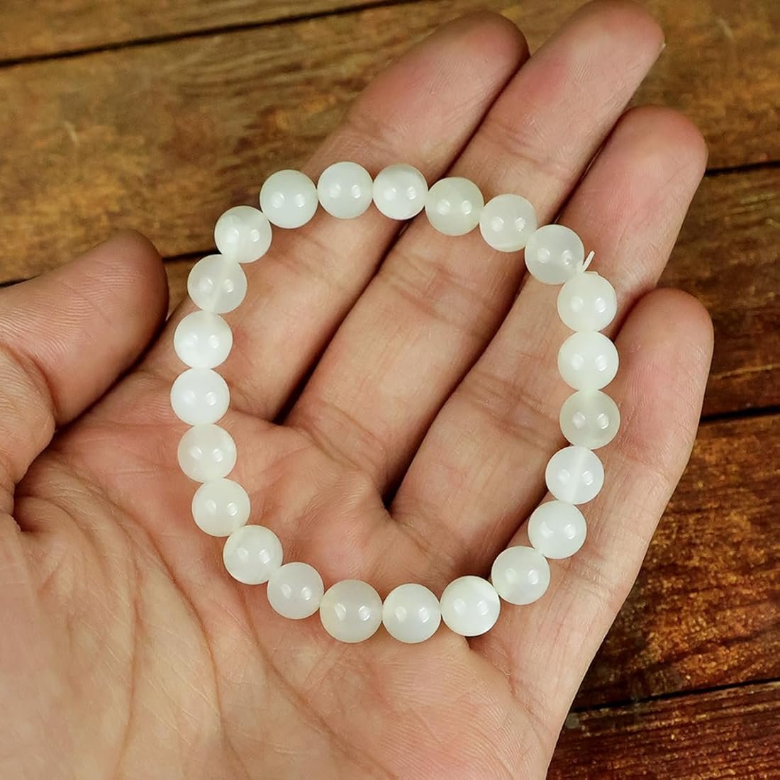 Natural Moonstone Crystal Stretch Bracelet (8mm Beads)